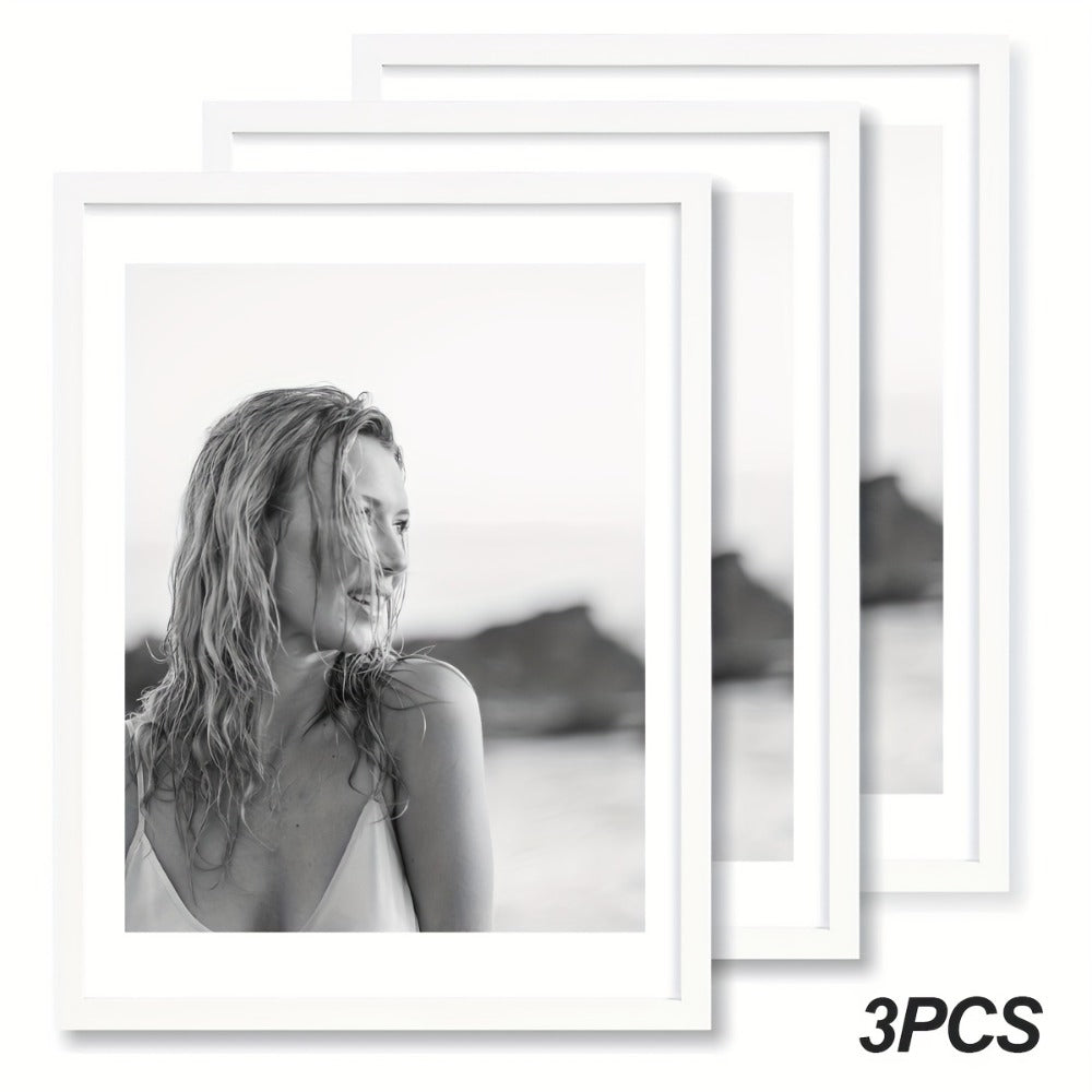 Picture Frames 12x16 Set of 3 – Classic Wood Poster Frames, Horizontal & Vertical Wall Hanging, Multi-Color Options for Bedroom Office
