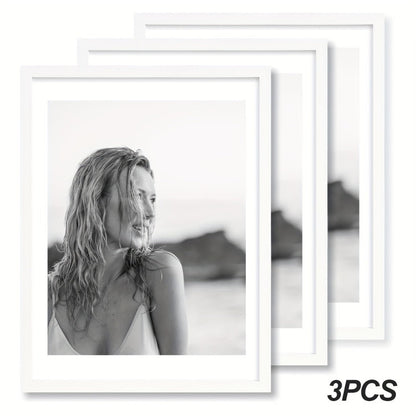 Picture Frames 12x16 Set of 3 – Classic Wood Poster Frames, Horizontal & Vertical Wall Hanging, Multi-Color Options for Bedroom Office