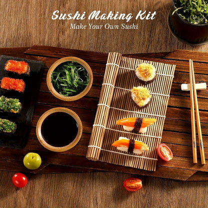 Sushi Making Kit 22-in-1 with Bamboo Rolling Mats Chef Knife Triangle Nigiri Gunkan Molds Chopsticks Beginner Guide