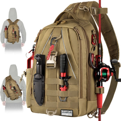 Waterproof Fishing Backpack Tackle Sling Bag – Rod Holder Daypack for Shore, Kayak & Fly Fishing | Men Women Outdoor Gear