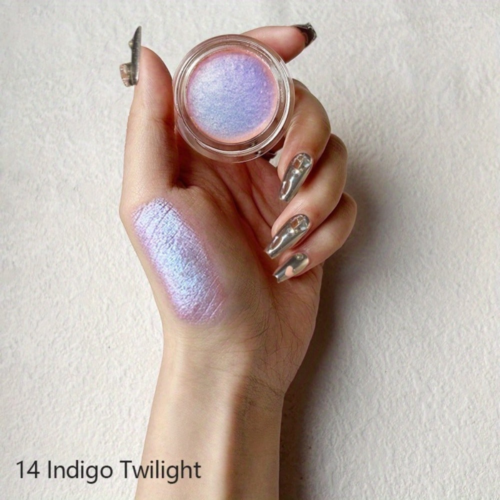 Holographic Glitter Eyeshadow Gel Jelly Shimmer Waterproof Long-Lasting Indigo Twilight Purple Blue Gradient Eye Makeup for Party Halloween