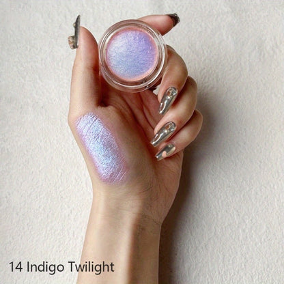 Holographic Glitter Eyeshadow Gel Jelly Shimmer Waterproof Long-Lasting Indigo Twilight Purple Blue Gradient Eye Makeup for Party Halloween