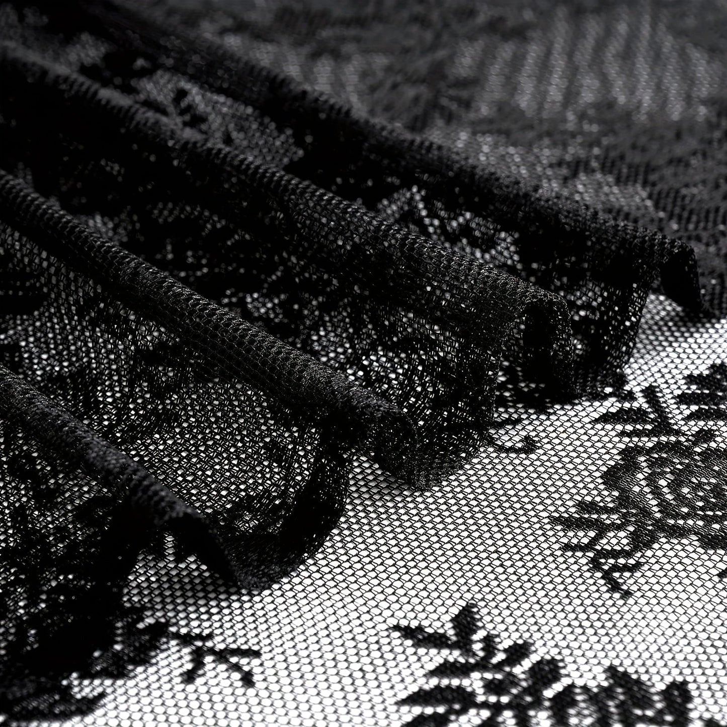 Two-Panel Floral Lace Window Curtain Set with Rod-Pocket Top, Three Colors and Six Metric Size Options