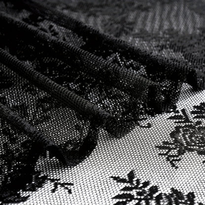 Two-Panel Floral Lace Window Curtain Set with Rod-Pocket Top, Three Colors and Six Metric Size Options