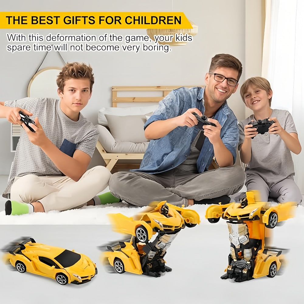 Transforming RC Robot Car for Kids 2.4GHz, One-Button Deformation Stunt Car 360 Drift LED Lights