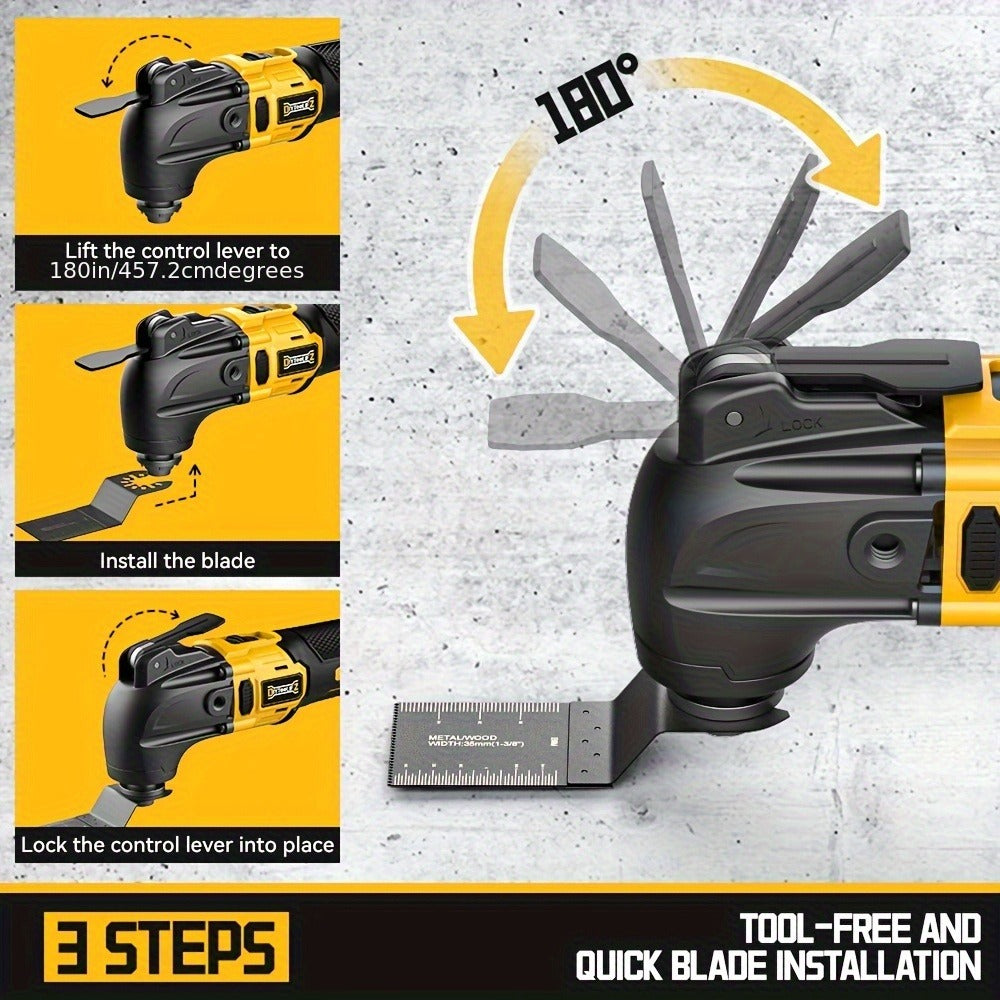 Oscillating Multi Tool Brushless Cordless Compatible with DeWalt 20V / 18V Battery, 21000 OPM Variable Speed