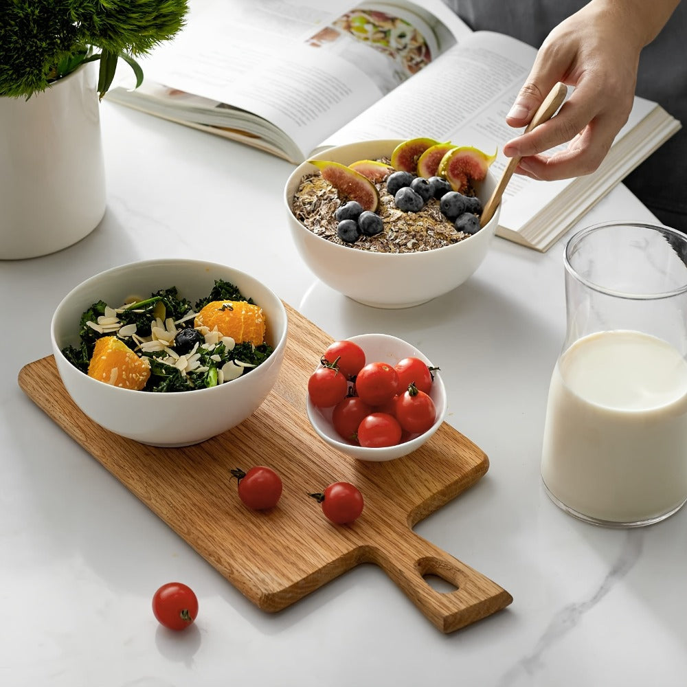 Ceramic Bowls Set 22oz White Porcelain – Dishwasher & Soup Bowls for Kitchen, Cereal, Ramen, Oatmeal