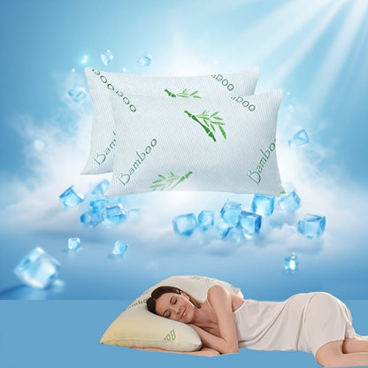 Bed Pillow in Standard, Queen or King Size with Bamboo-Labeled Cover and Single, 2- or 4-Piece Options