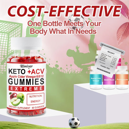 Apple Cider Vinegar Gummies with Pomegranate, Beet Juice & Vitamin B12, Keto ACV Gummies for Weight Management