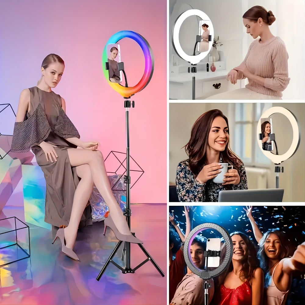 Selfie Ring Light Desk 12 Inch with Phone Holder 360 Rotating Pan Head Desk Tripod 17 RGB for an Everyday Personal Care Routine