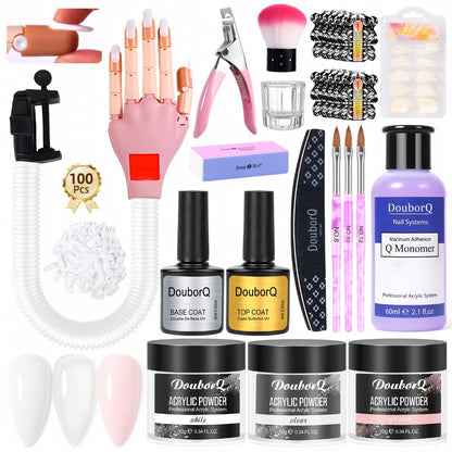 Nail Practice Hand Flexible Fake Hand Model Training Kit for Acrylic Nail Art, Nail Glove Set with Pink Hand
