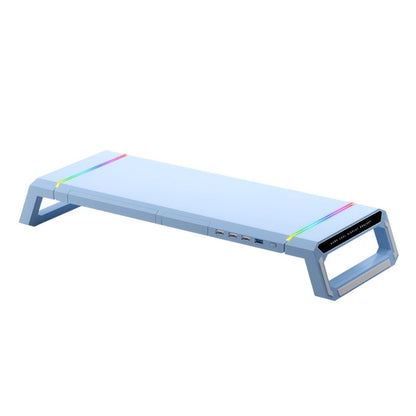 ICE COOREL Monitor Stand Foldable Height Adjustable with Storage Drawer, RGB Lighting & 4 USB Ports