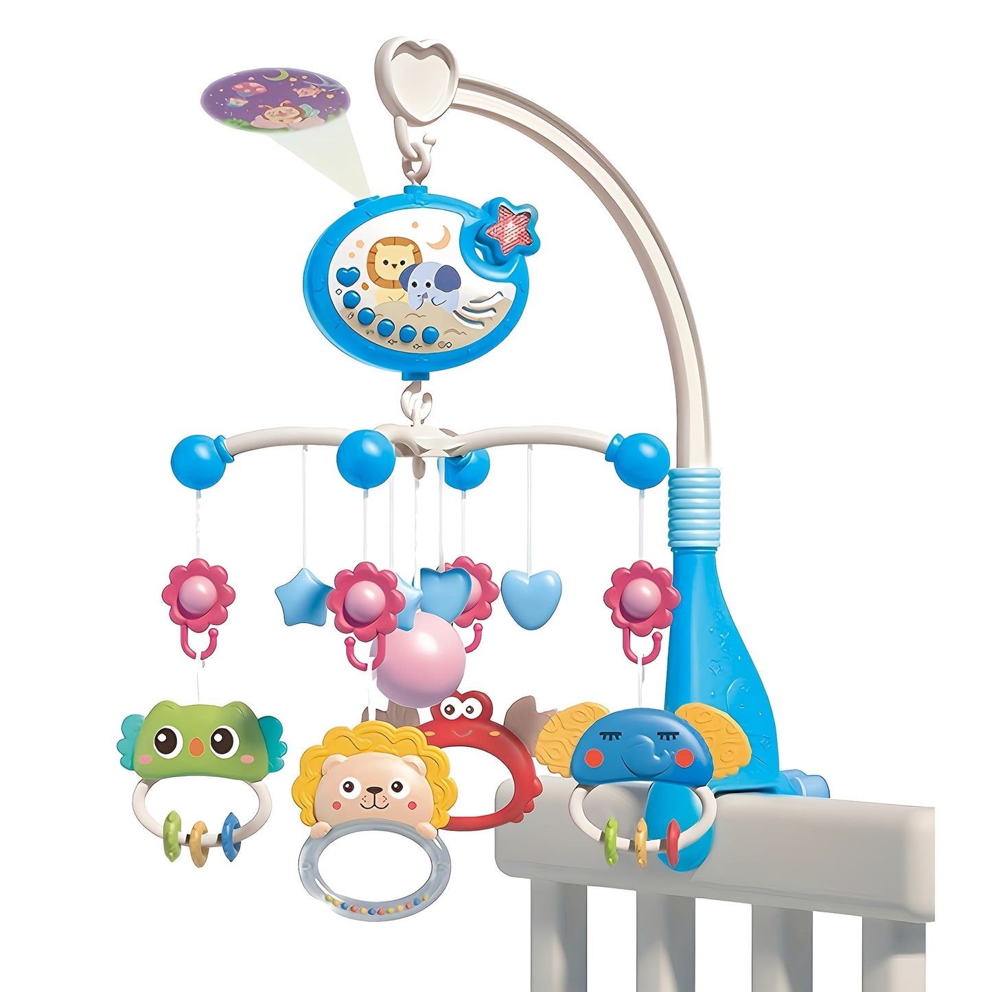 Baby Musical Crib Mobile with Music & Lights Projection, Take-Along Rattle & Music Box, Owl, Star & Penguin Styles