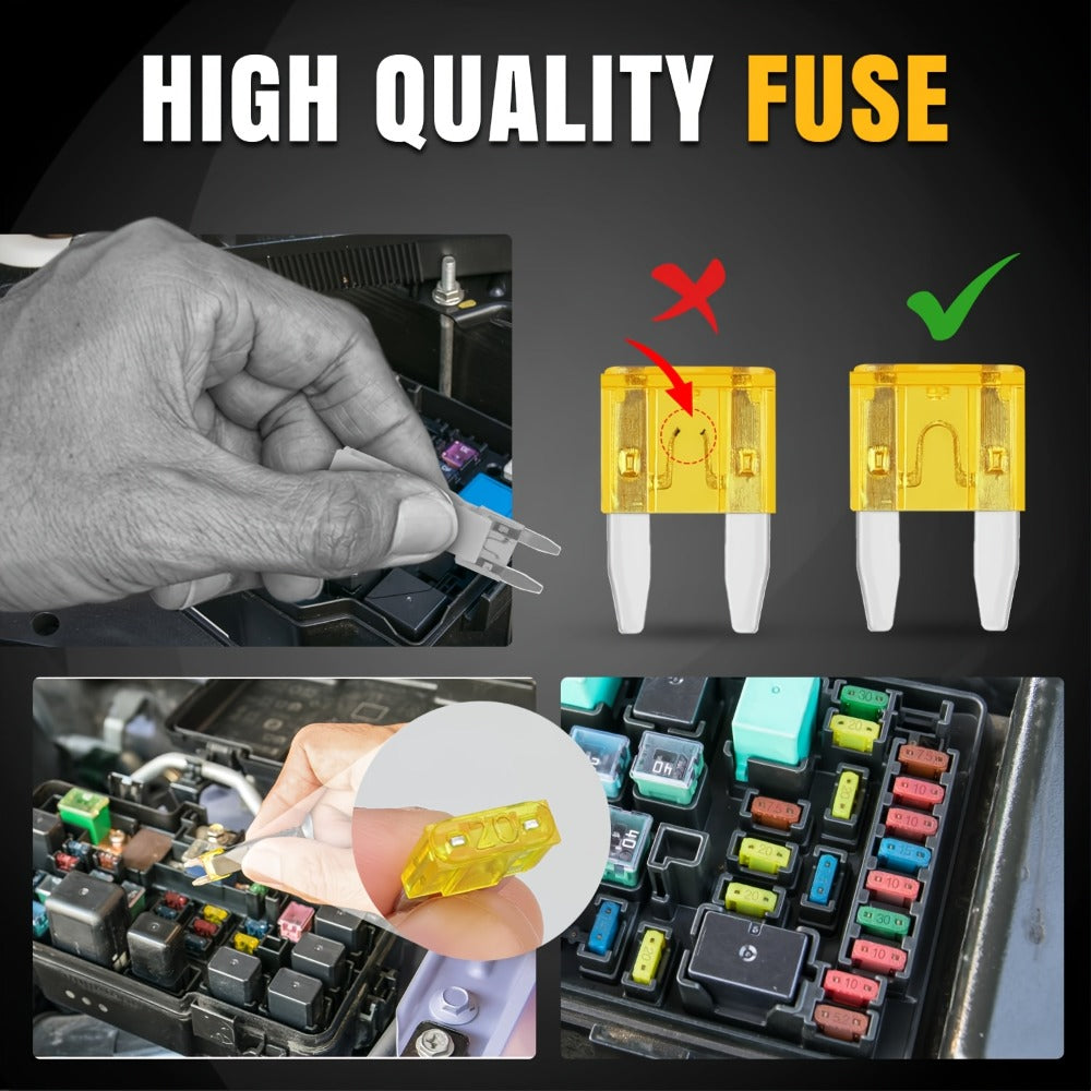 Car Fuse Assortment Kit 372/544pcs – Standard Blade, Mini, LP Mini & Micro2 Automotive Fuses with Puller, 2A-35A for Auto, RV, Truck & Boat