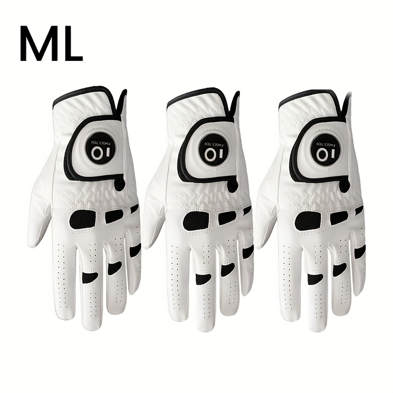 Men's Golf Glove Left Hand 3 Pack with Ball Marker – WeatherSof Soft Grip Cabretta-Style Golf Gloves for Men, Buckle Closure