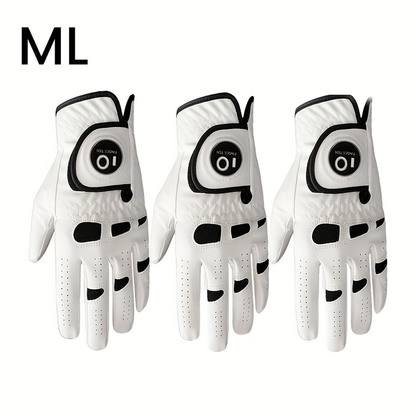 Men's Golf Glove Left Hand 3 Pack with Ball Marker – WeatherSof Soft Grip Cabretta-Style Golf Gloves for Men, Buckle Closure