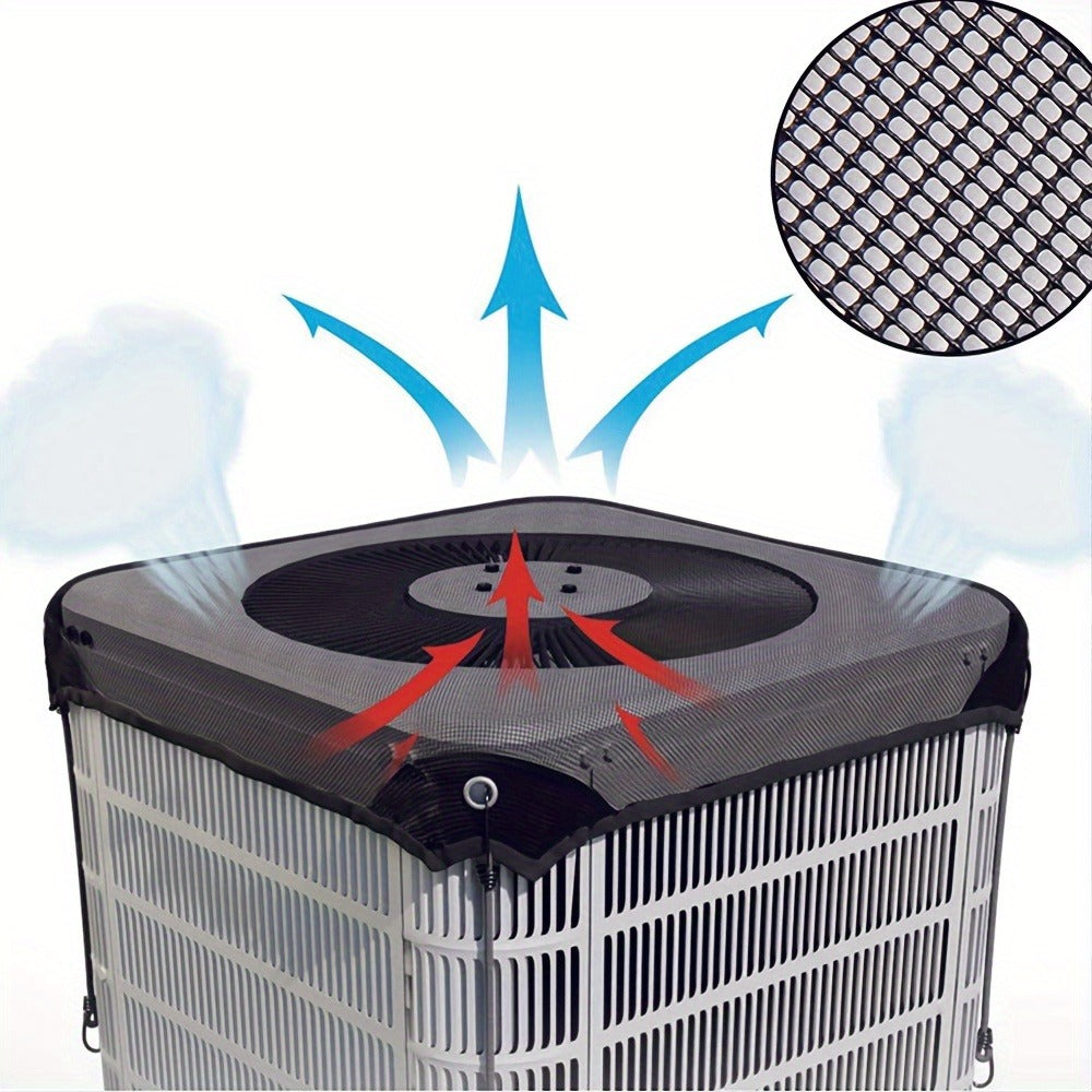 Outdoor Air Conditioner Cover 26"x26", Universal PVC Mesh AC Unit Protector, Prevents Leaves Debris Snow, Weatherproof Outdoor AC Cover