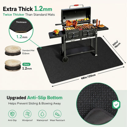 BBQ Grill Mat Fireproof & Heat Resistant - Double-Sided Fiberglass Grill Pad for Outdoor Grills, Fire Pits & Smokers