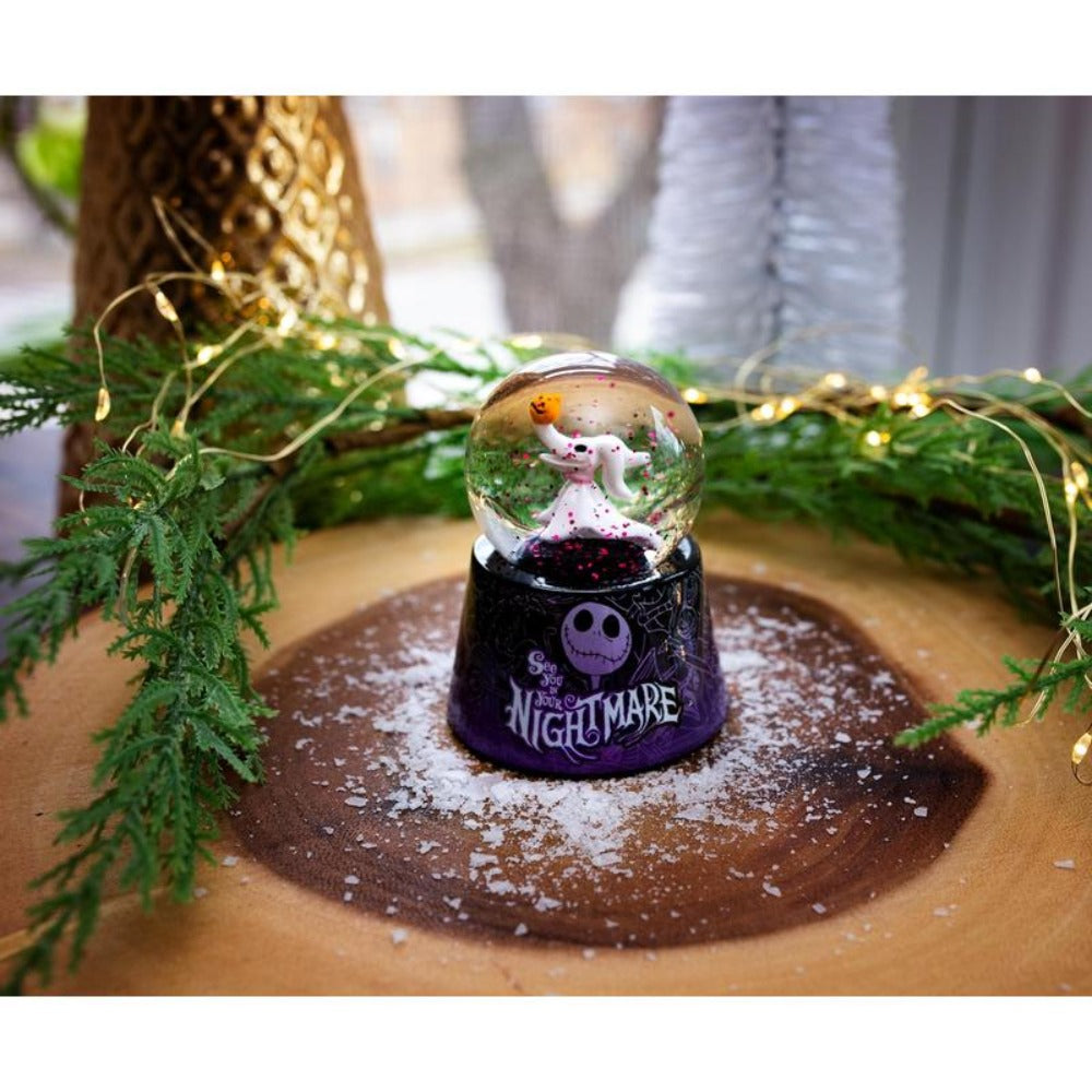 Nightmare Before Christmas Zero Light-Up Snow Globe, Disney Jack Skellington Dog Mini Collectible Snow Globe 3-Inch