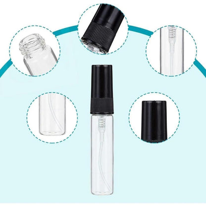 Mini Glass Spray Bottles 5ml 50 Pack Fine Mist Atomizer Refillable Black UV Glass Travel Perfume Bottles for Perfume Cologne Essential Oil