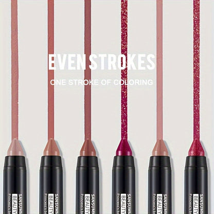 Lipstick Set, SANSUMMER 6-Piece Matte Velvet Crayon Collection in a Black Presentation Gift Box