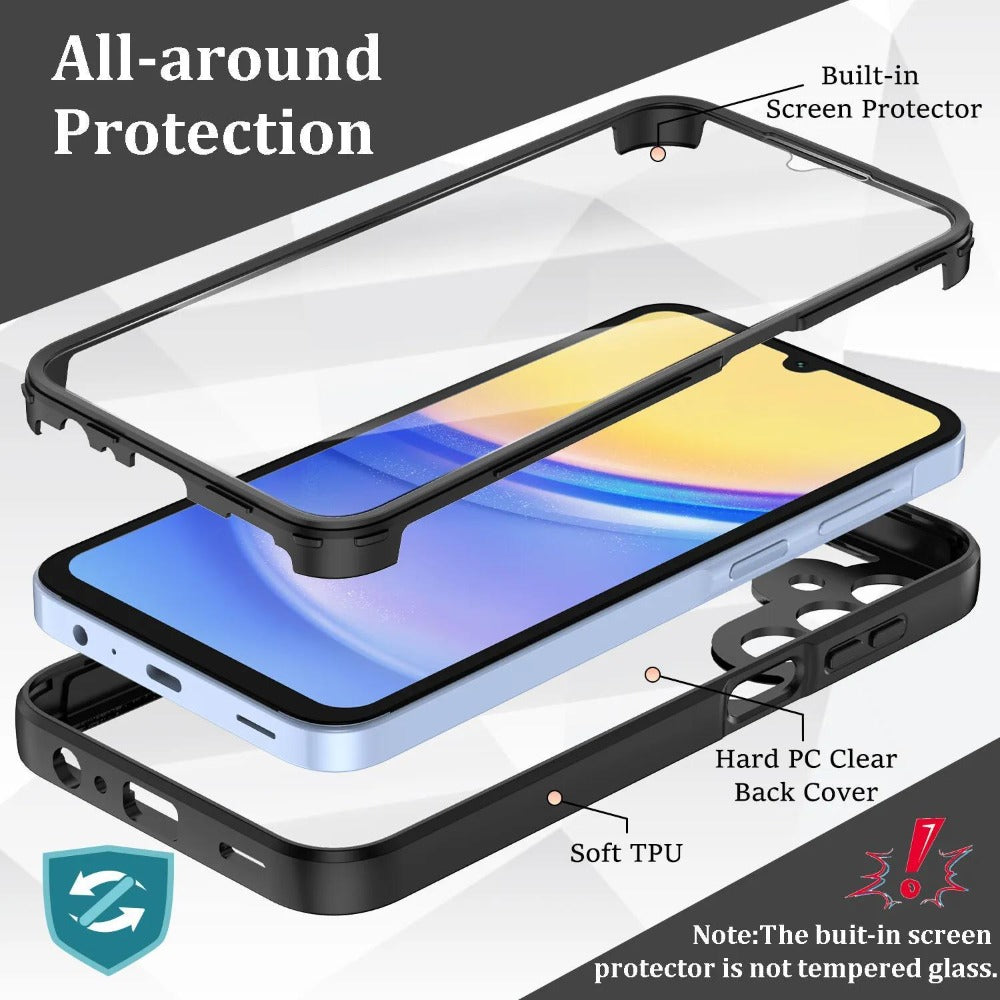 Samsung Galaxy A-Series Rugged Case with Built-In Screen Protector – Full Body Shockproof Phone Cover for Galaxy A15 A16 A17 A36 A37 A56 A57