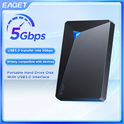 Portable USB 3.0 Hard Drive with 250GB or 320GB Capacity, Black EAGET G20 Enclosure and Micro-B Connector