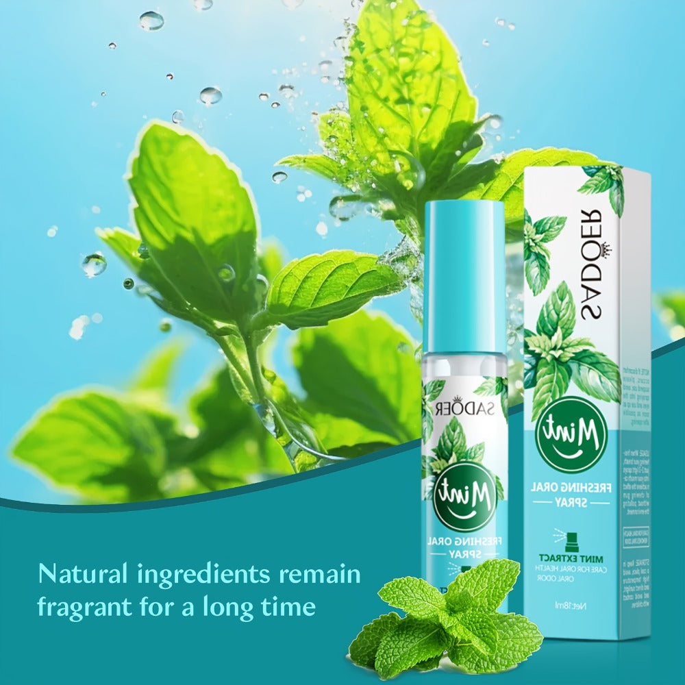 Mint Breath Spray with Tea Tree Essence Portable Oral Freshener, Compact Pocket-Size Mouth Spray