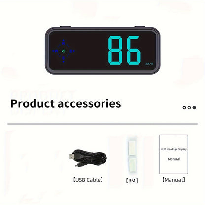 GPS HUD Speedometer Head Up Display – Digital Car Speed Meter Plug & Play, KMH MPH Switch, Multi-Color Display for All Vehicles
