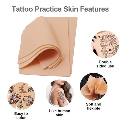 Tattoo Practice Skin Double-Sided Silicone Fake Skin – A4 Tattoo Transfer Paper Kit, Thermal Stencil Paper for Beginners & Artists