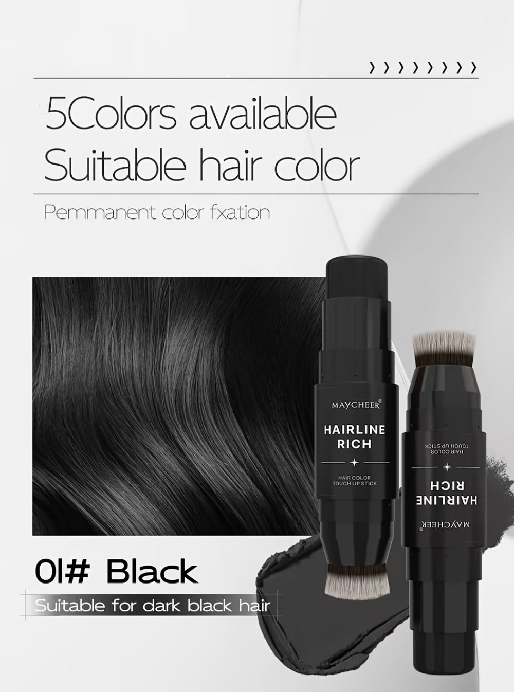 Root Touch-Up Hair Color Pen with Brush Applicator, Instant Gray & White Hair Coverage, Plant Squalane Nourishing Formula