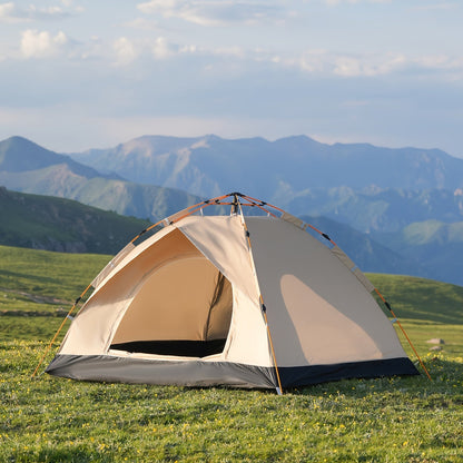 Camping Tent 4-Person Polyamide Pop-Up with Two Doors, Optional Windows and Small or Large Sizes