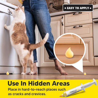 Roach Gel, 4-Pack Syringe Kitchen Bathroom Crack Crevice Trap for Home Cooking, Dining and Outdoor Meals
