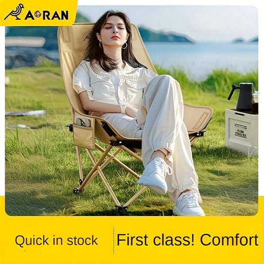 Portable Folding Moon Chair High Back 2pcs – Durable Iron Alloy Frame, Lightweight Foldable Camping Chair for Outdoor Leisure, Fishing