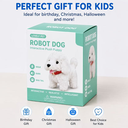 Robot Dog Toy for Kids Interactive Plush Puppy Walks Barks Wags Tail Smart with the Listed Color, Size or Set Options for Everyday Use