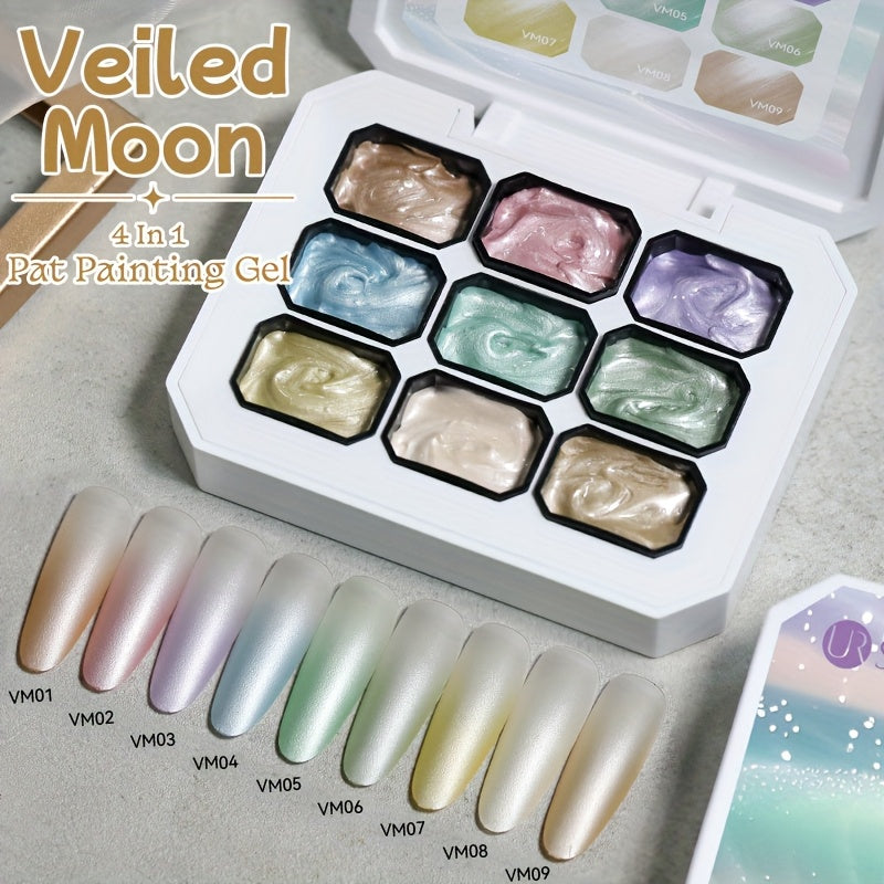 Gel Nail Polish 9-Color Ombre Palette for Gradient and Stamping Art with UV/LED Cure, 7 Series