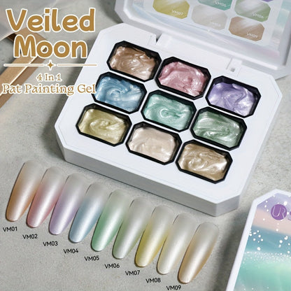 Gel Nail Polish 4-in-1 Nine-Color Palette for Ombre, Stamping, Painting and Powder Nail Art
