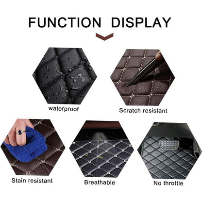 Quilted PU Car Floor Mats, Five-Piece Front and Rear Set in Red, Beige or Brown Color Options