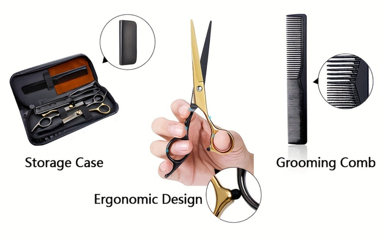 Hair Cutting Scissors Kit 13 Piece – Professional Barber Shears Set with Thinning Shears, Blending Scissors & Accessories
