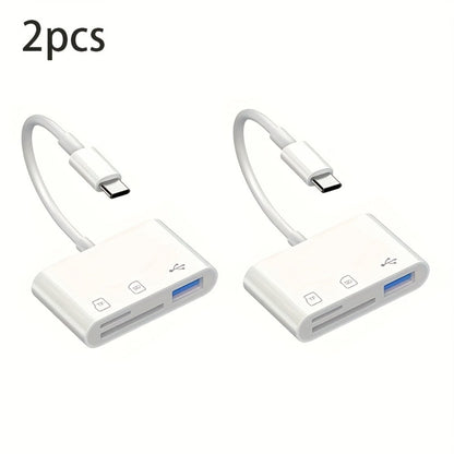 USB-C OTG SD Card Reader Adapter 2-Pack, Type-C to SD & Micro SD/TF Memory Card Reader for iPhone