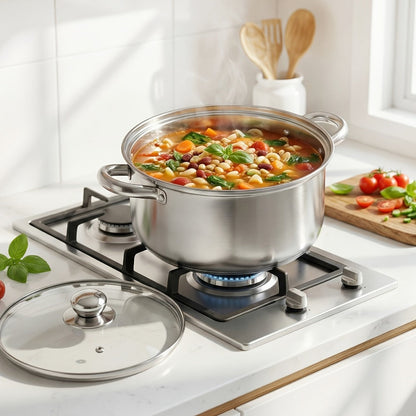 Stainless Steel Soup Pot Apple Pot Heat Resistant Handles Versatile Cookware for Boiling for Home Cooking, Dining and Outdoor Meals