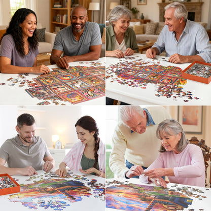 1000 Piece Jigsaw Puzzles for Adults 3 Pack – Sunset Lighthouse, Bird Crochet & Moroccan Pottery Set, Precision-Cut Brain Teaser Family