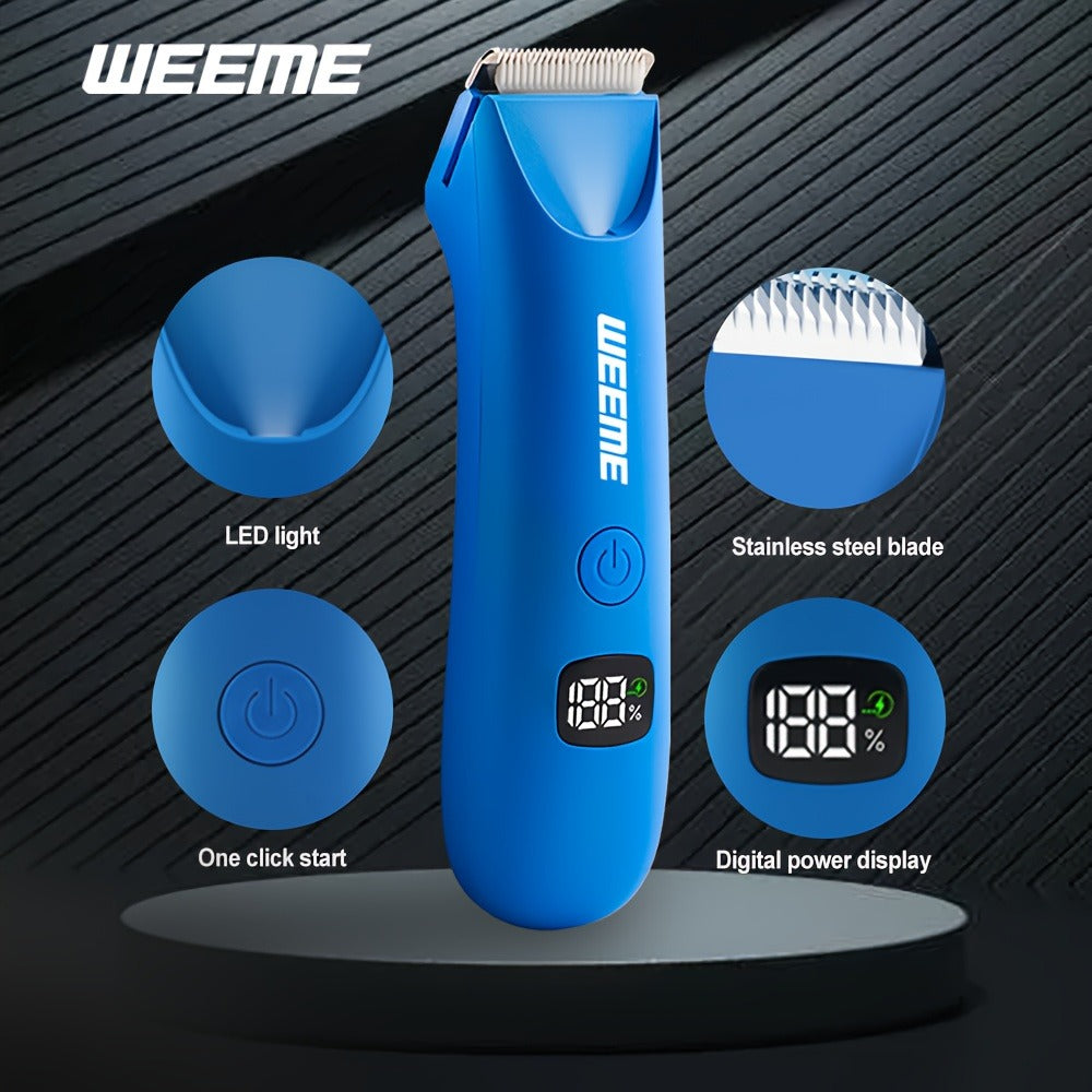 Men's Body Hair Trimmer USB Rechargeable – Chest, Leg & Armpit Hair Trimmer with LCD Display & LED Light, Cordless Electric Body Groomer
