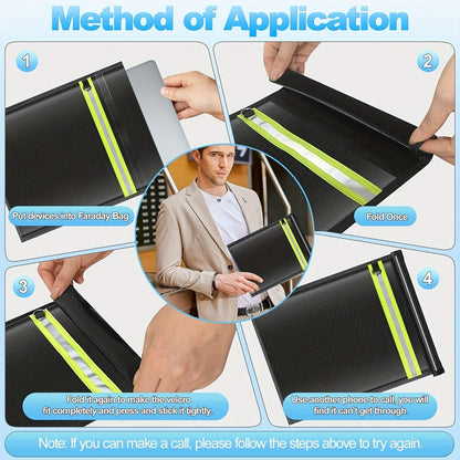 Faraday Bag Signal Blocking Pouch with Reflective Strips, EMP Protection Anti-Tracking Anti-Theft Sleeve for Laptop