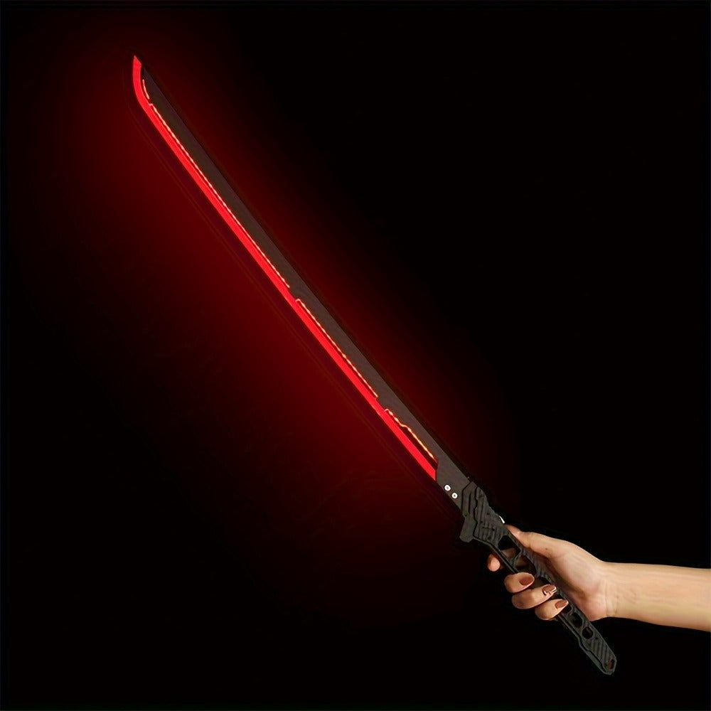 LED Samurai Sword Cyberpunk Glowing Katana 80cm, Acrylic Light-Up Blade for Halloween Costume Party Cosplay Sci-Fi Anime Props