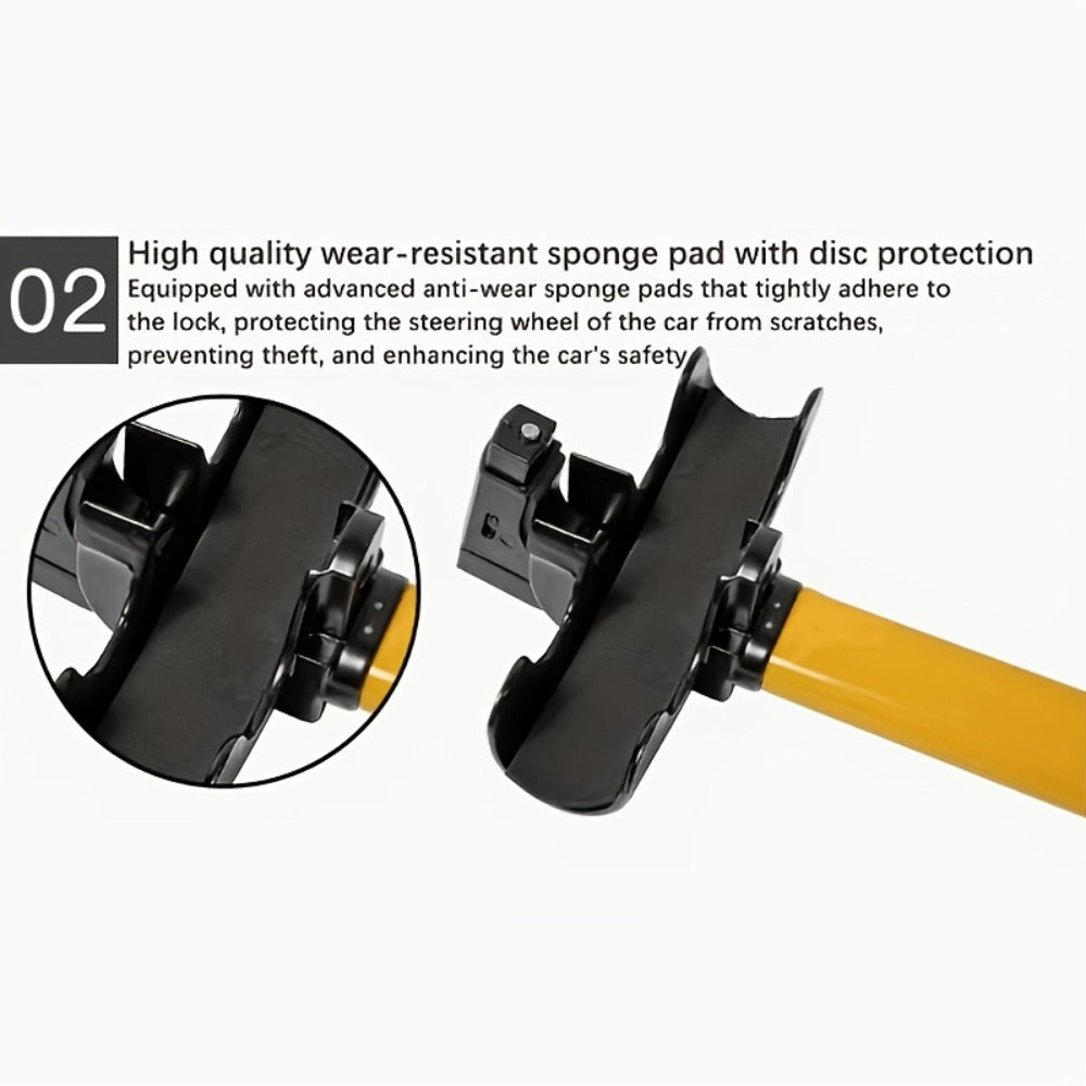 Universal Car Steering Wheel Lock Anti-Theft T-Bar – Heavy-Duty Thick Steel, Cut-Resistant, Computer-Coded Crescent Cylinder