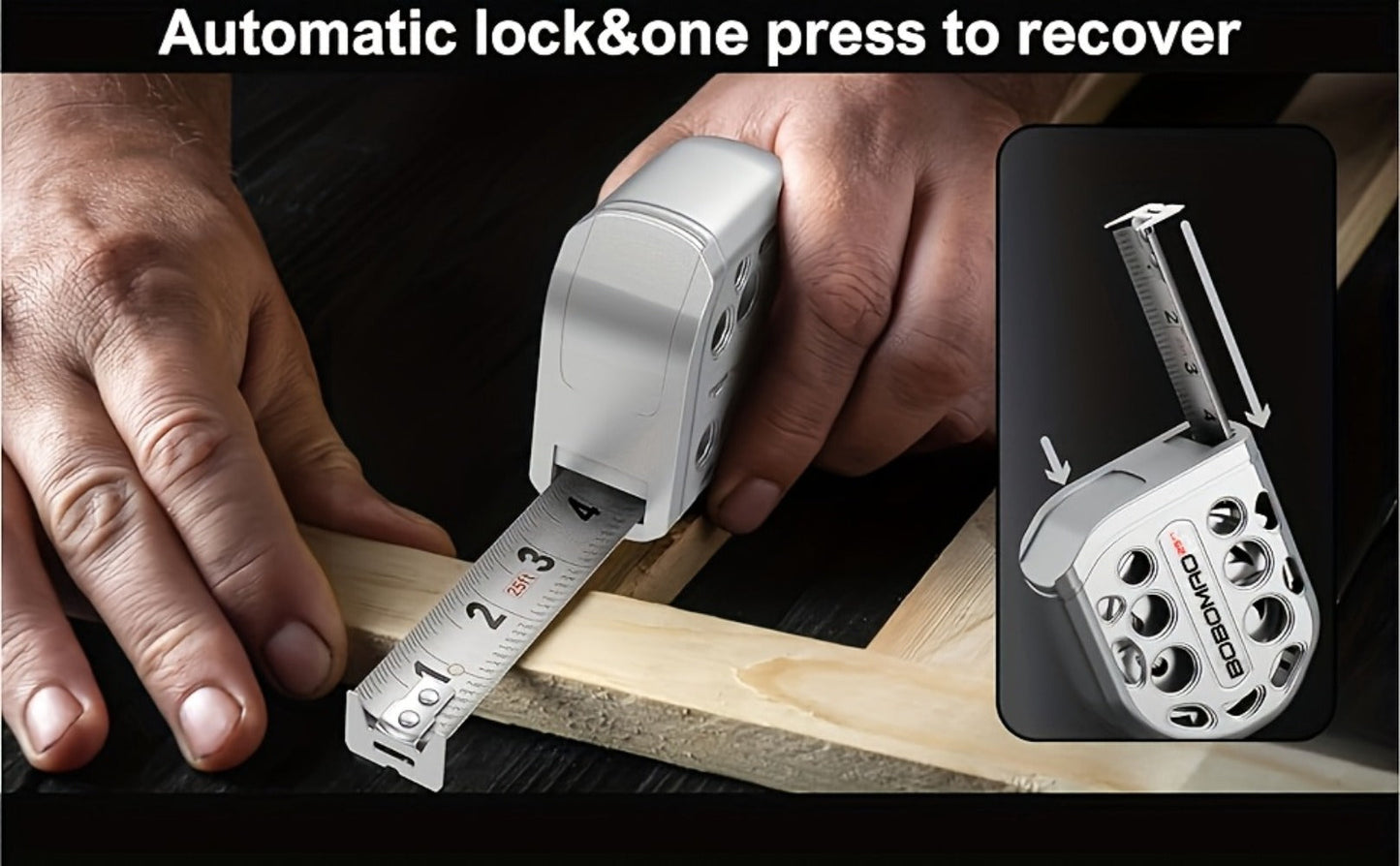 Measuring Tape 25FT Stainless Steel – Self-Locking Tape Measure with Anti-Rust Blade, Strong Magnetic Bottom, Hollow Design
