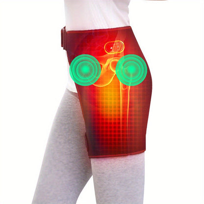 Heated Hip Brace USB Electric Heating Pad with 3 Vibration Massage Modes Hip Pain Wrap Belt for Women Men for Home or Salon Spa Use