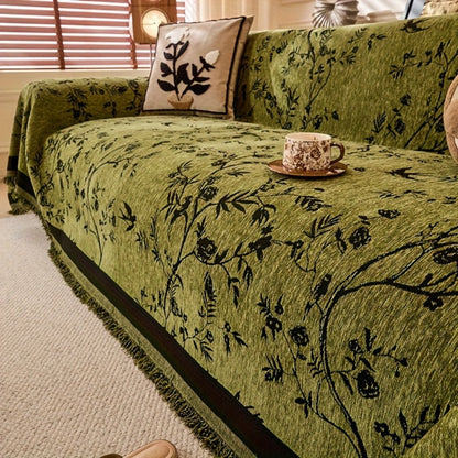 Sofa Cover Throw, Thick Chenille Floral Couch Slipcover in Three Colors for One-to-Four-Seat Sofas