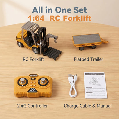 RC Construction Truck Toy 1:24 Scale Alloy Bulldozer Dump Truck & Excavator, 11-Channel Remote Control with Forward